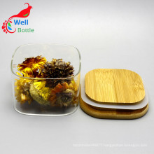 Square Borosilicate Food Container Glass jars with Bamboo Lid Storage-141RL